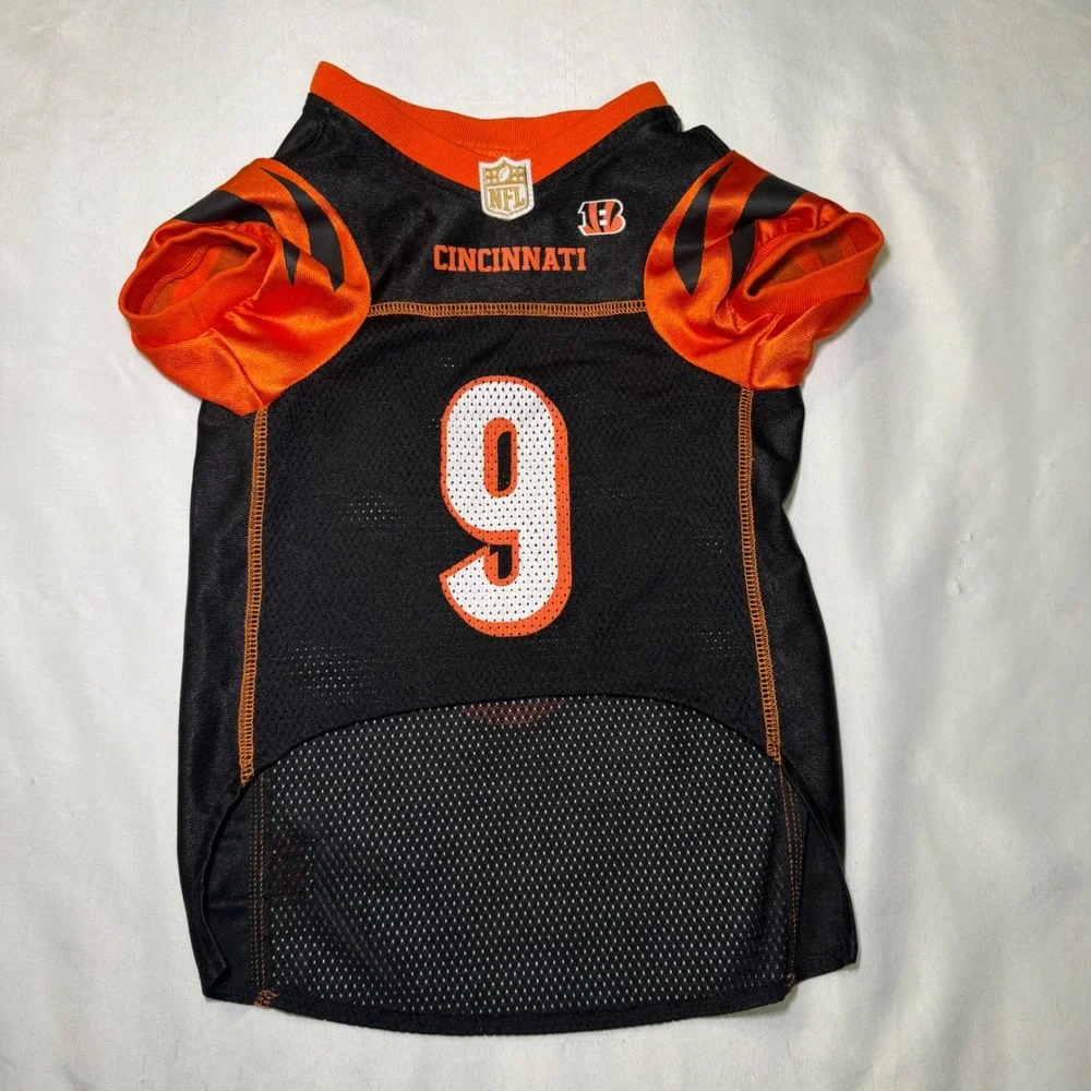NFL Cincinnati Bengals Joe‎ Burrow # 9 Pet Dog Jersey Black Orange Size Large